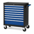 Chariot à outils Xelqavi en acier noir et bleu, avec 7 tiroirs sur roulettes, dimensions 77x46x97 cm, pour atelier.
