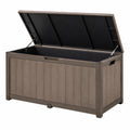 Coffre de rangement extérieur en résine gris brun avec couvercle assisté, dimensions 150x70x70 cm, de la marque Xelqavi.