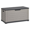 Coffre de rangement extérieur Xelqavi en résine gris anthracite, 120x55x60 cm avec couvercle robuste pour jardin