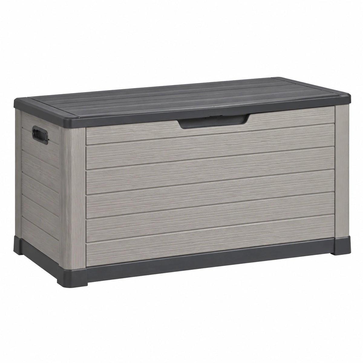 Coffre de rangement extérieur Xelqavi en résine gris anthracite, 120x55x60 cm avec couvercle robuste pour jardin
