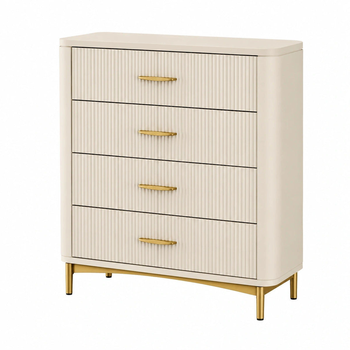 Commode en bois beige Xelqavi, 80x40x100 cm, avec 4 tiroirs, style contemporain, meuble de rangement pratique.